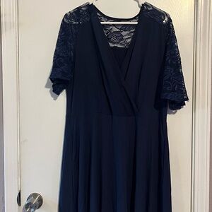 Blue Flutter Sleeve Wrap Sundress